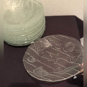 6 Kosta Boda glass plates. 6” appetizer plates.